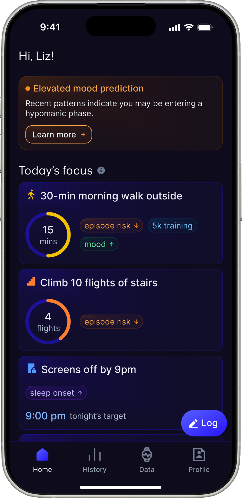 Image of an iPhone with the Raeva app open.